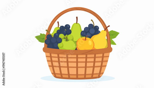 Fruit Basket with Grapes and Pears.