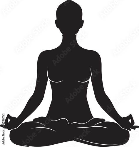 Black silhouette of woman sitting in lotus position 3