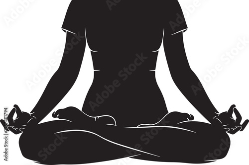 Black silhouette of woman sitting in lotus position 2