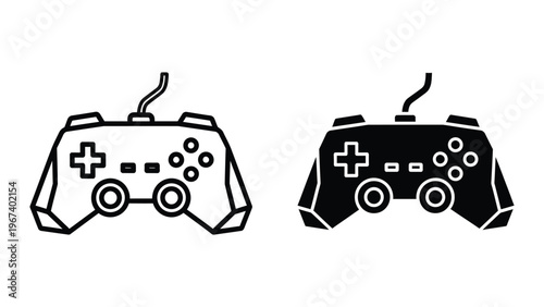 Two classic video game controllers in contrasting styles displayed side by side