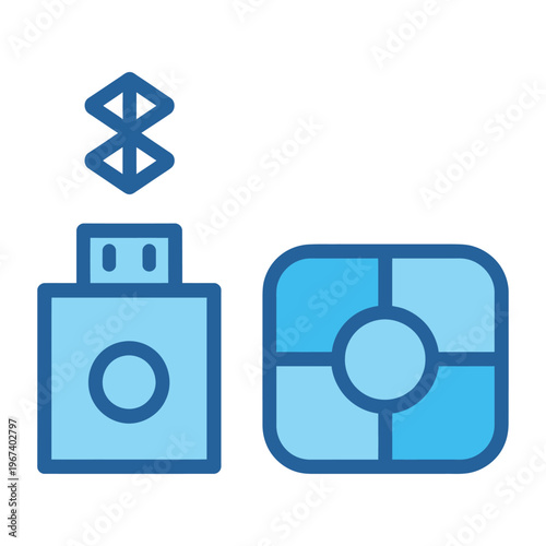 Vector showing a usb flash drive and a microchip representing data storage and electronic components
