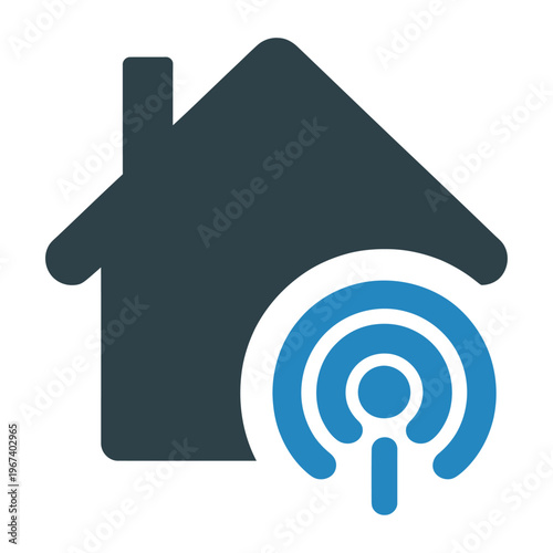 Modern vector house icon with a wi-fi symbol indicating a smart home technology concept
