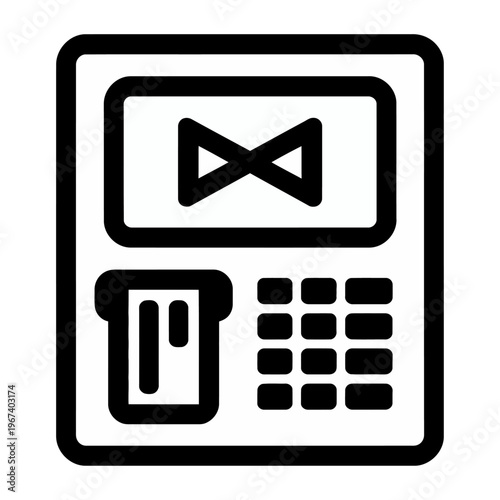 Vector of a mobile phone with a bowtie symbol on the screen and a numeric keypad below in