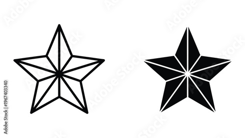 Comparison of a line-drawn star and a filled star with internal lines