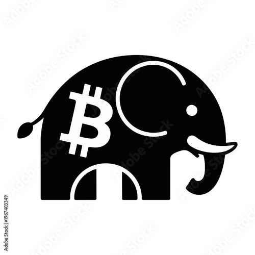 Vector of a cute elephant with cryptocurrency symbols on its body