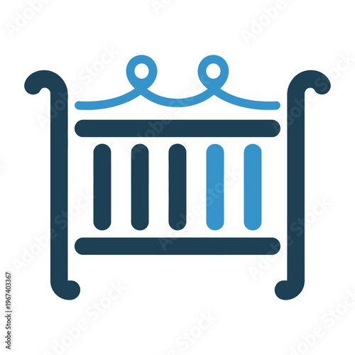Vector of a classical baby crib with decorative elements and curved sides