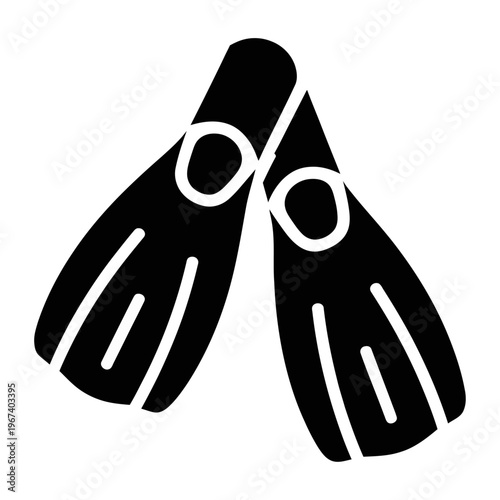 Vector-style illustration of a pair of scuba diving fins designed for underwater swimming and diving activities