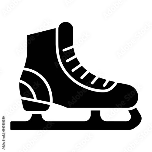 An artistic vector of a classic ice skate designed with bold lines and minimal colors