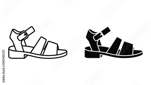 Comparison of light-colored and dark-colored sandals with straps and buckles