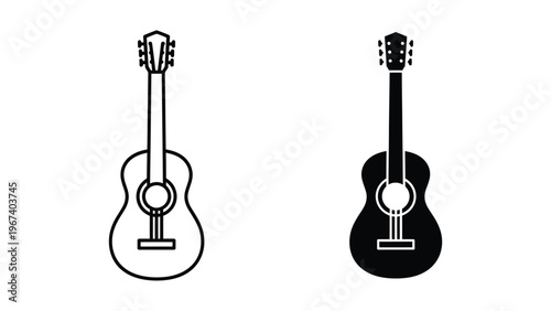 Comparison of a classic and a solid-body acoustic guitar silhouette.