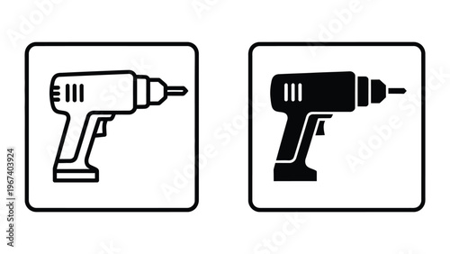 Comparison of a line drawing and solid drill icons for visual representation