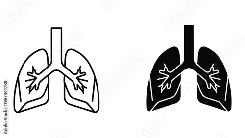 Comparison of healthy and diseased lungs illustration