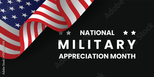 National military appreciation month honored with american flag display