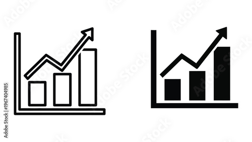 Comparison of growth trends between outlined and filled bar charts with line graphs