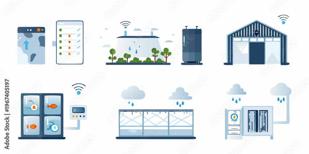 Fototapeta premium Smart agriculture technology connected systems for monitoring and automated control