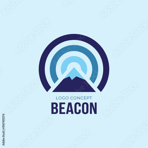 This logo design conceptualizes a beacon represented by a mountain and waves, symbolizing guidance and inspiration in navigation and finding one's path.