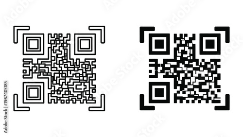Comparison of two different qr codes displayed side by side in black and white