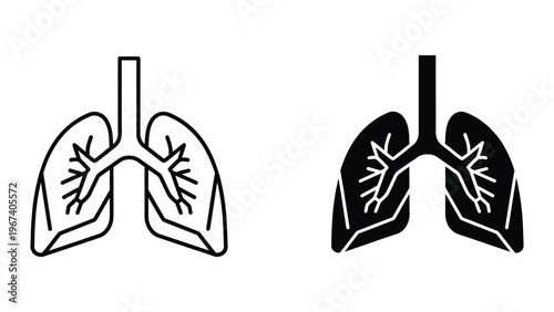 Comparison of healthy and diseased lungs in a human respiratory system diagram