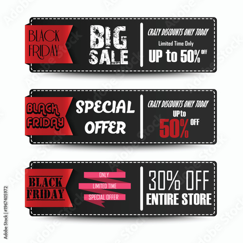 Promotional sale banners big sale special offer and 30 off storewide
