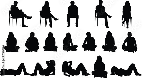 a group of people sitting and lying down in different positions
