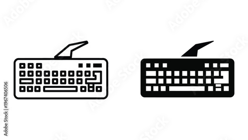 Comparison of vintage and modern computer keyboards with attached pointing devices
