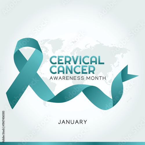 Cervical cancer awareness month teal ribbon symbolizing hope and support
