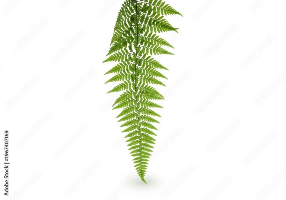 Fototapeta premium Green fern leaf isolated on white background with natural foliage