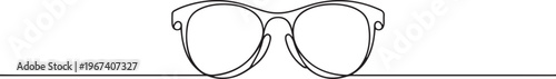 Glasses in continuous line art drawing style. Front view of eyeglasses minimalist. one line Icon drawing
