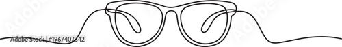 Glasses in continuous line art drawing style. Front view of eyeglasses minimalist. one line Icon drawing