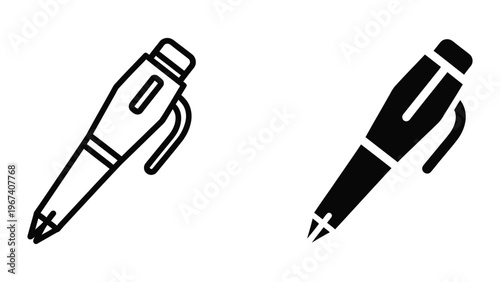 Two different types of pens displayed side by side in a minimalist style