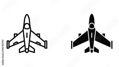 Comparison of two military jet aircraft from top view