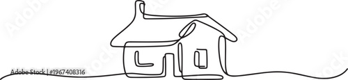 Abstract country house in continuous line art drawing style. Family home minimalist black linear design. one line Icon drawing