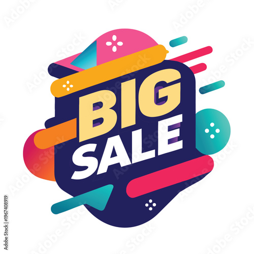Modern Big Sale Banner Design, Colorful Discount Promotion, Bold Typography Vector