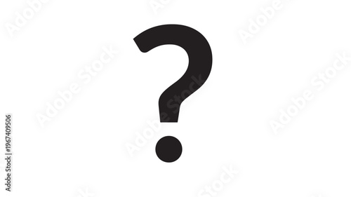 Question mark bold black symbol with a white background, representing inquiry and curiosity. featuring query, interrogation, doubt with confusion and