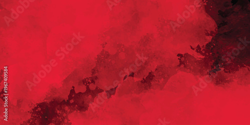 Dynamic deep red and black abstract watercolor background with splash texture.
