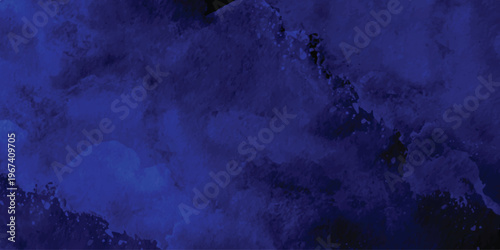 Deep royal blue watercolor background with dark paint splash texture.