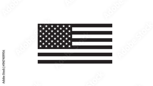 American flag with white stars on a black field and black stripes on a white background, representing patriotism and national pride.