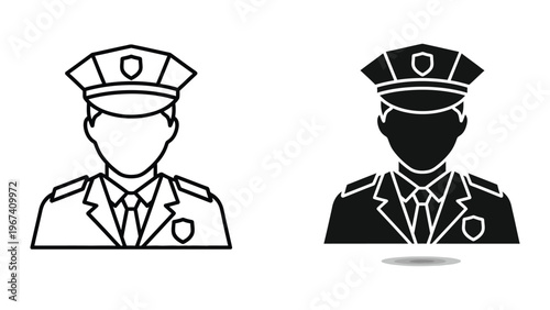 Two police officers depicted in uniform with different face representations
