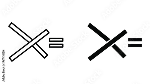 Visual representation of equal width and thickness crossed lines in different styles
