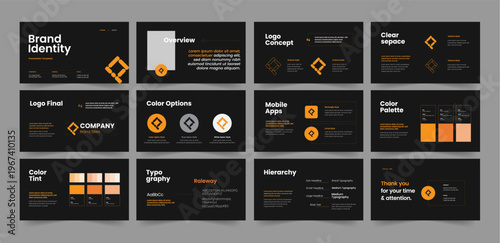 Modern dark brand guidelines presentation template