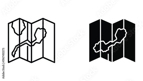 Contrasting map styles displayed in tri-fold brochure formats with different color schemes