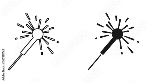 Illustration of two sparklers with different colored heads