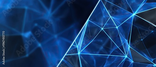 Abstract background features glowing connections and nodes in blue color, representing digital technology and big data themes