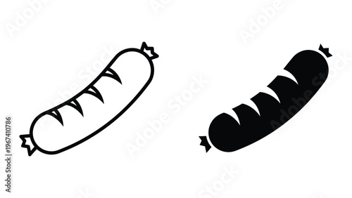 Comparison of a plain sausage and a grilled or smoked sausage with visible sear marks
