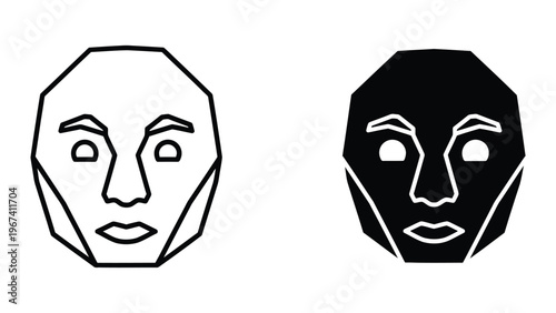 Contrast between light and dark facial representations in minimalist art style