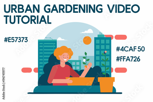 Illustration promoting an urban gardening video tutorial with color codes