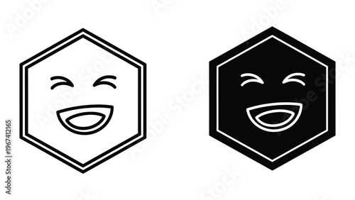 Contrasting happy hexagonal faces with different color schemes for visual appeal