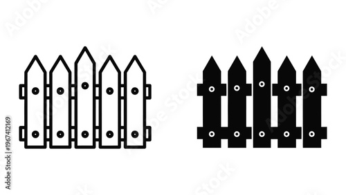 Comparison of two different styles of picket fences with distinct color contrasts