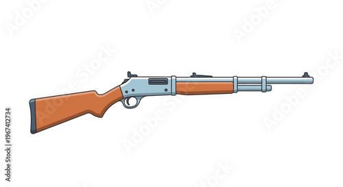 Illustration of a lever action rifle with a wooden stock and barrel