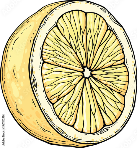 Sketch lemonade. Summer cold drinks, hand drawn yellow lemons slices and leaves. Glass of lemonade with ice vector illustration. Drink fruit lemonade graphic, juice and mint leaf